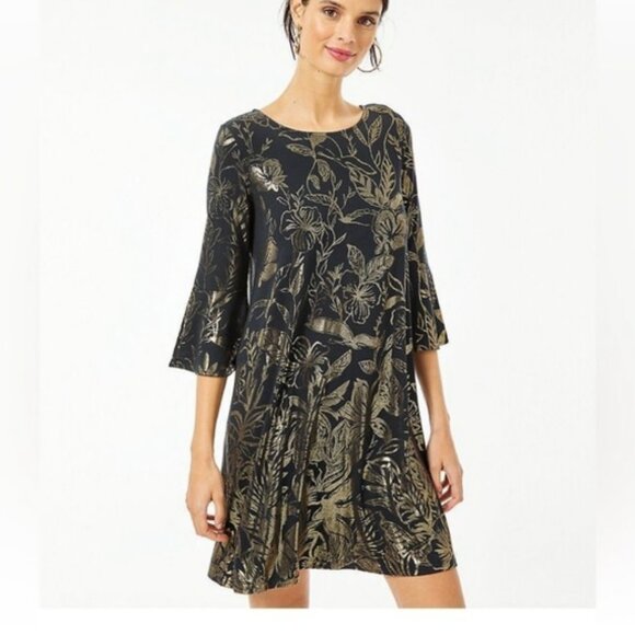 green emerald velvet dress Lilly Pulitzer NWT Valli Shift Dress, Navy/Gold Womens Size 8